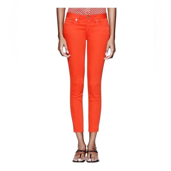 ⭐️ NWT- TORY BURCH ALEXA CROPPED SKINNY JEAN IN POPPY RED- size 30 - Picture 15 of 15